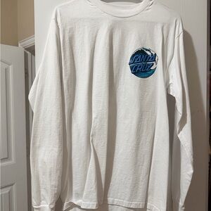 Santa Cruz Skateboards White and Blue Long Sleeve Tee